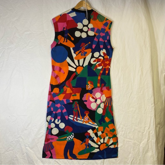 Adidas x Farm Rio Tiki Beach Multicolor Abstract Midi Dress - Picture 2 of 6